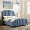 Homeroots Sky Blue Solid Wood King Tufted Upholstered Velvet Bed with Nailhead Trim 544917 - alternate 5