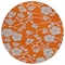 Homeroots 8' Orange And Gray Round Floral Washable Indoor Outdoor Area Rug 600032 - alternate 4