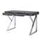 Homeroots 48" Dark Gray and Silver Metallic Writing Desk With Two Drawers 543743 - alternate 5