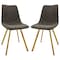 Leisuremod Markley Modern Leather Dining Chair with Gold Legs, Grey, 2PK MCG18GR2 - alternate 1