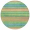 Homeroots 8' Artichoke Green Peach And Teal Blue Round Striped Washable Indoor Outdoor Area Rug 631193 - alternate 4