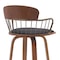 Armen Living Willow 30in Swivel Walnut Wood Bar Stool in Black Faux Leather with Golden Bronze Metal LCWIBAWABLK30 - alternate 3