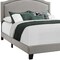 Homeroots Gray Solid Wood Queen Upholstered Linen Bed Frame with Nailhead Trim 333300 - alternate 4