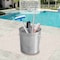 Gardenised Round Galvanized Steel 9 Gallon Durable Weather-Resistant Trash Can with Lid and Handles QI004751 - alternate 3