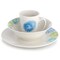 Gibson Home Blue Meadow 12 Piece Fine Ceramic Dinnerware Set in White with Colored Accents 142757.12 - alternate 3