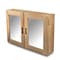 Homeroots Traditional Solid Teak Double Door Mirrored Medicine Cabinet 475845 - alternate 1