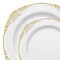 Smarty Had A Party White with Gold Fancy Round Disposable Plastic Dinnerware Value Set, 240PK 8880-WHGVP-CASE - alternate 3