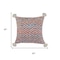 Homeroots 20" Red Blue And Natural Geometric Polyester Blend Throw Pillow Cover with Tassels 714214 - alternate 3