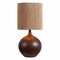 Jonathan Y Abram 22.75" Rustic Bohemian Resin/Metal Round Table Lamp w/ Paper Rope Shade, Dark Brown Wood Finish JYL9203B - alternate 1
