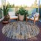 Homeroots 8' Pewter And Brown Round Striped Washable Indoor Outdoor Area Rug 608966 - alternate 4