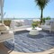 Homeroots 8' Navy Blue And Denim Blue Round Striped Washable Indoor Outdoor Area Rug 587910 - alternate 3