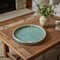 Homeroots 20in Teal and Natural Wicker Chevron Round Handmade Basket Tray 476494 - alternate 3