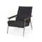 Homeroots 37" Black Genuine Leather and Metal Arm Chair 606024 - alternate 1
