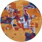 Homeroots 8' Copper Gray And Burgundy Round Abstract Washable Indoor Outdoor Area Rug 599552 - alternate 3