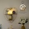 Vintiquewise Heart-Shaped 2-Tier Floating Metal Wall Shelf with Overhead Light Bulb - Decorative QI004691.Hrtgold - alternate 2