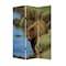 Homeroots 72" Blue And Green Canvas Folding Three Panel Screen Room Divider 274616 - alternate 1