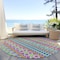 Homeroots 8' Blush Blue And Lime Green Round Quatrefoil Washable Indoor Outdoor Area Rug 583206 - alternate 3