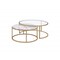 Homeroots Clear White and Gold Glass And Faux Marble And Iron Round Frame Nested Coffee Tables, 2PK 347396 - alternate 3