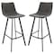 Leisuremod Elland Modern Upholstered Leather Bar Stool with Iron Legs and Footrest, Grey, 2PK ES29GR2 - alternate 1