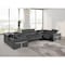 Homeroots Dark Gray Italian Leather Power Reclining U Shaped Eight Piece Sectional With Console 634666 - alternate 4