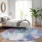 Homeroots 8' Blue Peach And Sky Blue Round Abstract Washable Indoor Outdoor Area Rug 615856 - alternate 5