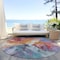 Homeroots 8' Orange Red And Teal Blue Round Abstract Washable Indoor Outdoor Area Rug 615616 - alternate 3