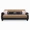 Homeroots 89" Brown Microfiber And Faux Leather Convertible Futon Sleeper Sofa And Toss Pillows With Storage 607180 - alternate 3