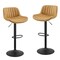 Homeroots Set of Two 31" Yellow And Black Faux Leather And Steel Swivel Low Back Adjustable Height Bar Chairs 524980 - alternate 2
