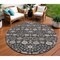 Homeroots 8' Black Brown And Beige Round Floral Washable Indoor Outdoor Area Rug 605415 - alternate 1