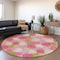 Homeroots 8' Pink Green And Ivory Round Polka Dot Washable Indoor Outdoor Area Rug 594276 - alternate 4