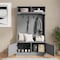 Flash Furniture Fraser 40" Wide Hall Tree with Double Door Storage Bench, Coat Rack with 4 Black Double Hooks, and 2 Upper Storage Cubbies in Gray NAN-FY-HY-HT04-GRY-GG - alternate 7