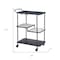 Homeroots 25in Black Steel and Faux Marble Glass Rolling Bar Cart 668797 - alternate 4