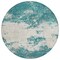 Homeroots 8' Teal Blue Ivory And Gray Round Abstract Washable Indoor Outdoor Area Rug 599522 - alternate 4