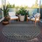 Homeroots 8' Black And Ivory Round Chevron Washable Indoor Outdoor Area Rug 612240 - alternate 2