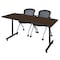 Regency Kobe T-Base Training Seminar Table W/ 2 Cadence Stack Chairs, 66 in W, 30 in L, Neo Walnut MKTRCT6630NW23BK - alternate 1