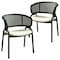 Leisuremod Ervilla Dining Chair in Black Steel Frame with Black Wicker Back and Beige Seat, 2PK ECBL-20BL-BG2 - alternate 1