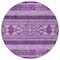 Homeroots 8' Purple Eggplant And Gray Round Southwestern Washable Indoor Outdoor Area Rug 582844 - alternate 3