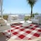 Homeroots 8' Red And Ivory Round Plaid Washable Indoor Outdoor Area Rug 595429 - alternate 3