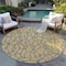 Homeroots 8' Gold And Gray Round Geometric Washable Indoor Outdoor Area Rug 599192 - alternate 3