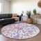 Homeroots 8' Purple And Ivory Round Damask Washable Indoor Outdoor Area Rug 614451 - alternate 5