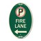 Signmission Fire Lane No Parking Symbol and Left Arrow, 12 In X 18 In Architectural Oval, Heavy Gauge Aluminum A-OV-G-1218-24020 - alternate 1