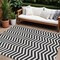 Homeroots 9' X 12' Black And Ivory Chevron Washable Indoor Outdoor Area Rug 595299 - alternate 1