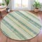 Homeroots 8' Pale Aqua And Lime Green Round Striped Washable Indoor Outdoor Area Rug 632241 - alternate 3