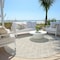 Homeroots 8' Beige And Ivory Round Geometric Washable Indoor Outdoor Area Rug 596077 - alternate 4