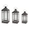 Homeroots Set of Three Black Distressed Geometric Glass And Metal Floor Lantern Candle Holders, 3PK 517567 - alternate 1