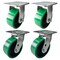 Hyw Products Heavy Duty Caster Set 5in Green Polyurethane on Cast Iron Wheels, 2 Rigid & 2 Swivel, 4PK 40-50R-A1-PC-2,40-50S-A1-PC-2 (G) - alternate 1