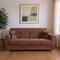 Homeroots 89" Brown Microfiber Convertible Futon Sleeper Sofa And Toss Pillows With Storage 607155 - alternate 1