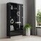 Homeroots 41in Dark Gray Wood Display Cabinet With LED With Two Doors And One Drawer 722649 - alternate 2