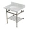 Kingston Brass 30-Inch Carrara Marble Console Sink with Brass Legs and Shelf, 8-Inch, 3-Hole KVPB3030MBB8 - alternate 1