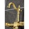 Kingston Brass Two-Handle Wall Mount Bridge Kitchen Faucet with Brass Sprayer, Brushed Brass KS2447ALBS - alternate 2